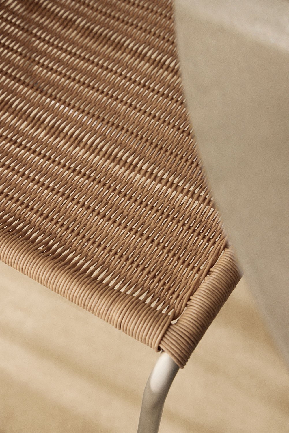 Omaha dining chair in stainless steel and synthetic rattan, gallery image 2