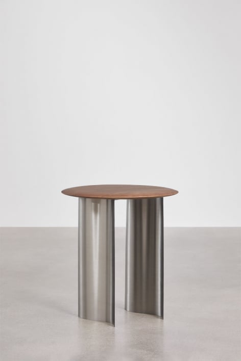 Pack of 2 round bedside tables Ø40 cm in mango wood and stainless steel Marvion