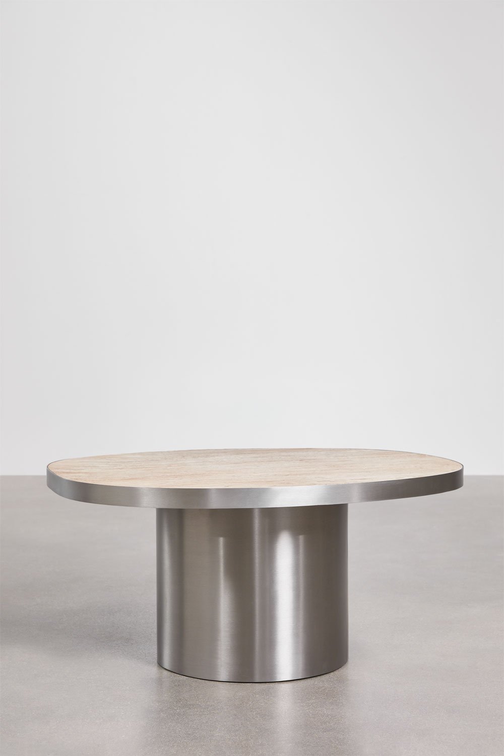 Set of 2 coffee tables in travertine and stainless steel Fertrix, gallery image 5