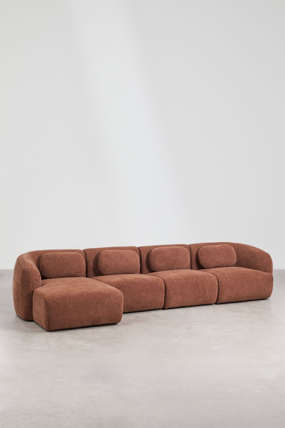 4-piece left modular chaise longue sofa in Coquette chenille, gallery image 3
