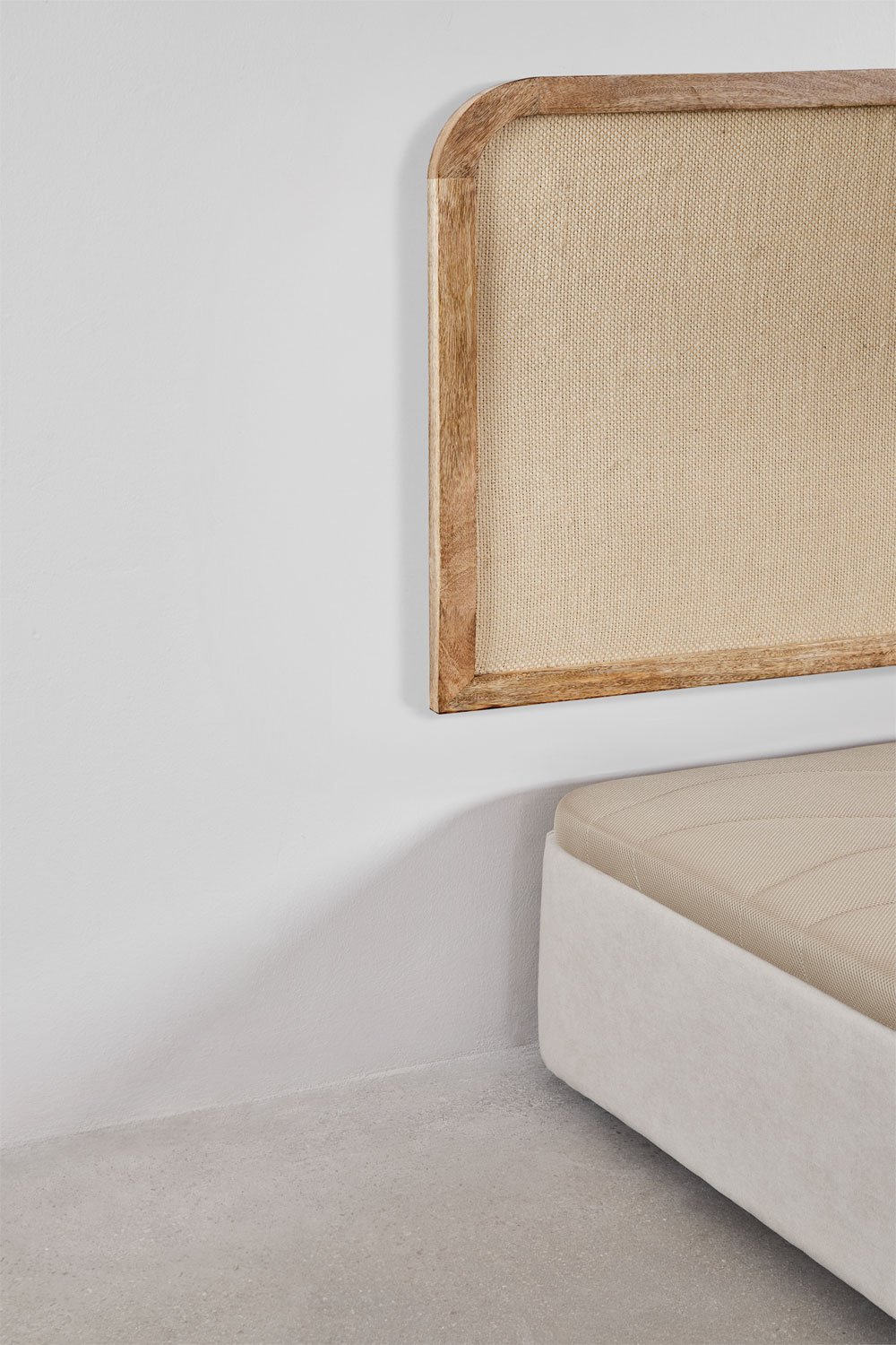 Abrams headboard in mango wood, MDF, and jute, gallery image 8