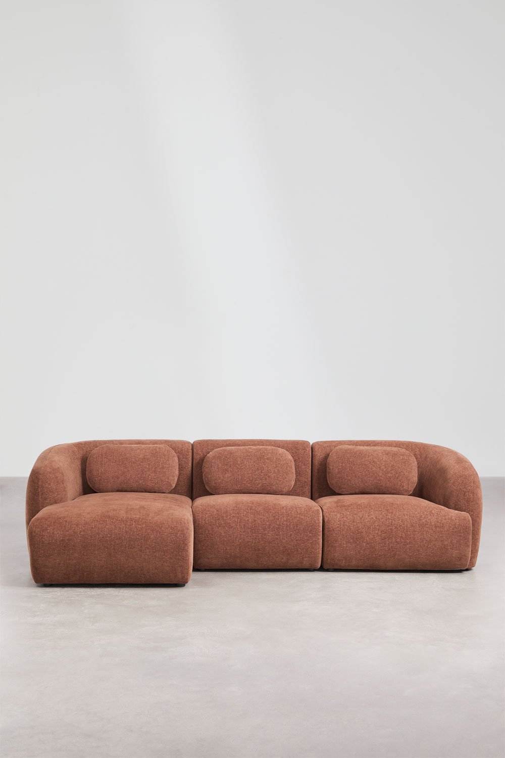 Left modular 3-piece chaise longue sofa in Coquette chenille, gallery image 4