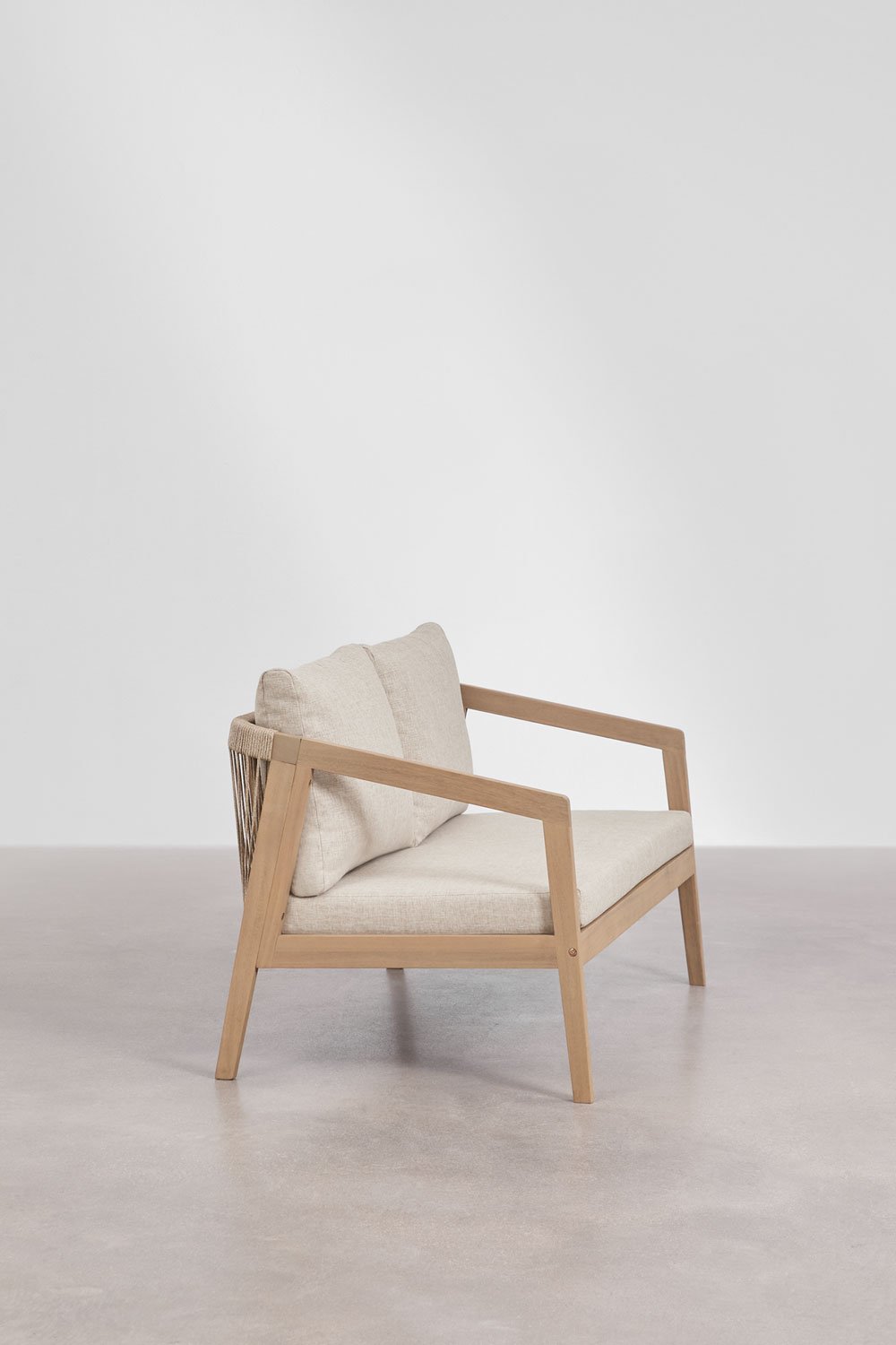 2-seater sofa in acacia wood and braided rope Kaela, gallery image 3