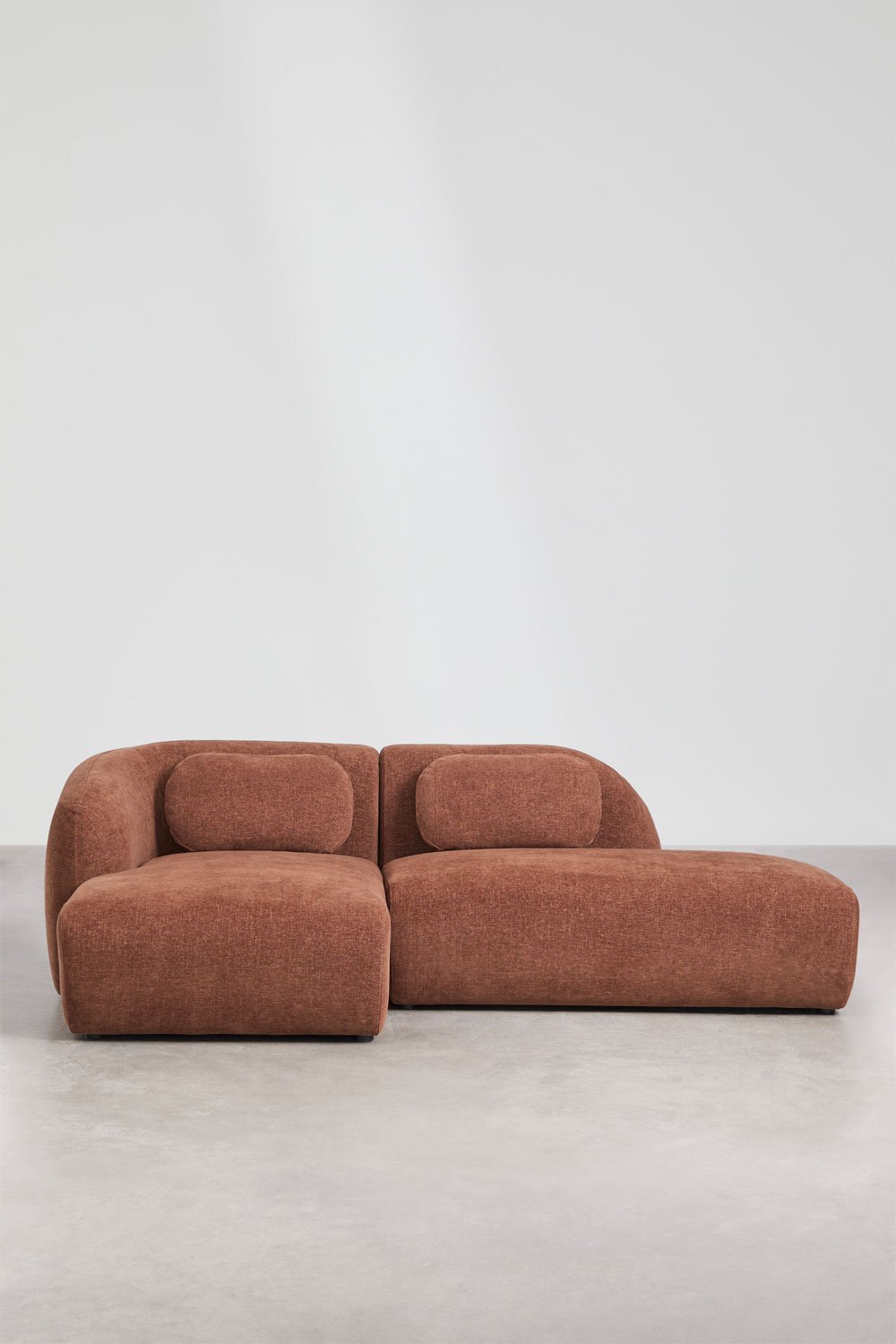 Left 2-piece modular chaise longue sofa with right divan in Coquette chenille, gallery image 5