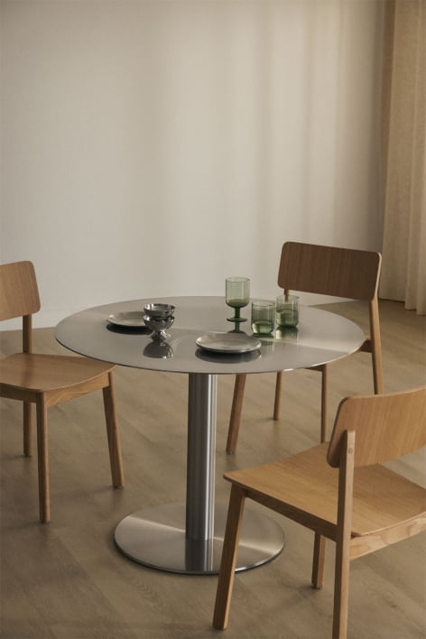 Xiren round stainless steel dining table