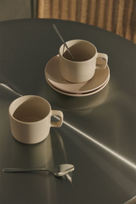 Pack of 2 coffee cups 26 cl with stoneware saucer Sillex