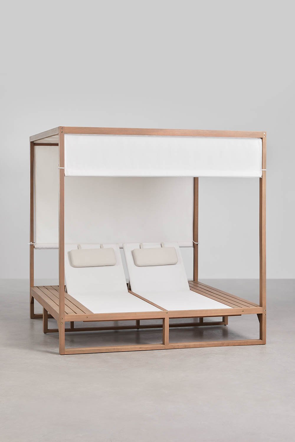 Reclining Balinese Bed in Eucalyptus Wood Dune, gallery image 1