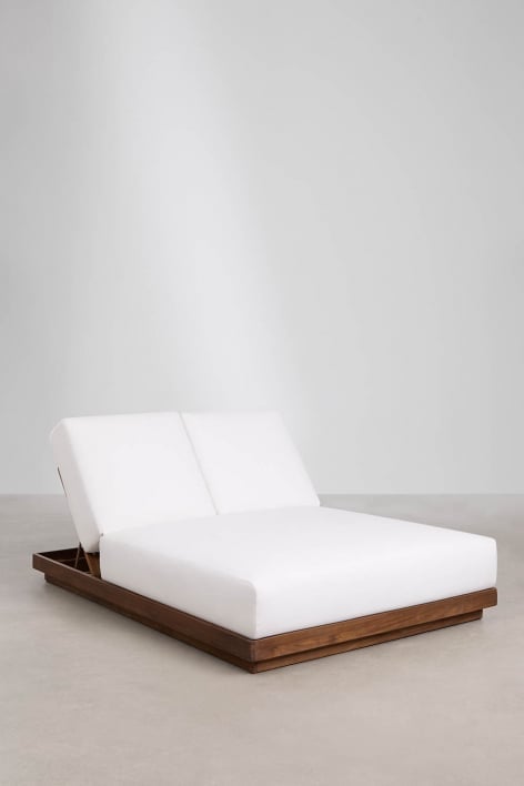 Double reclining sun lounger in acacia wood Lecia