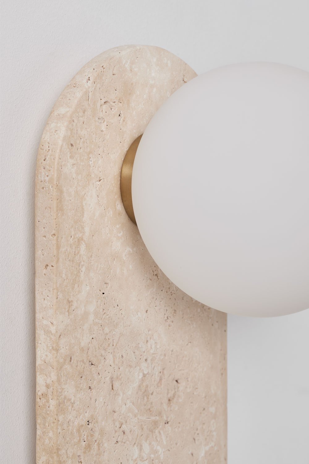 Davise travertine wall lamp with glass globe, gallery image 6