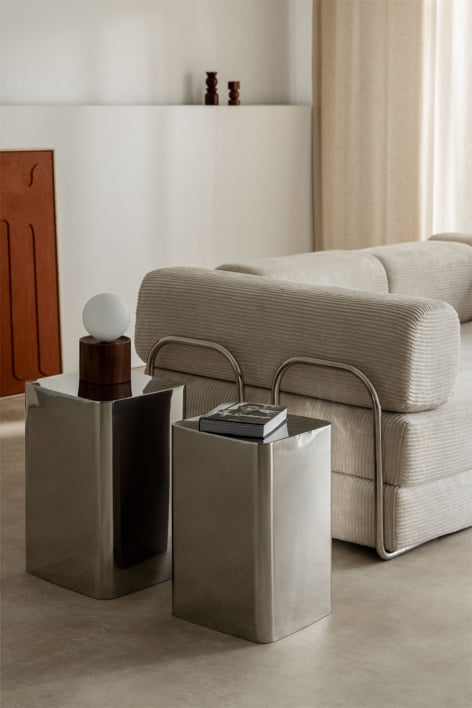 Set of 2 square side tables in steel Loraq