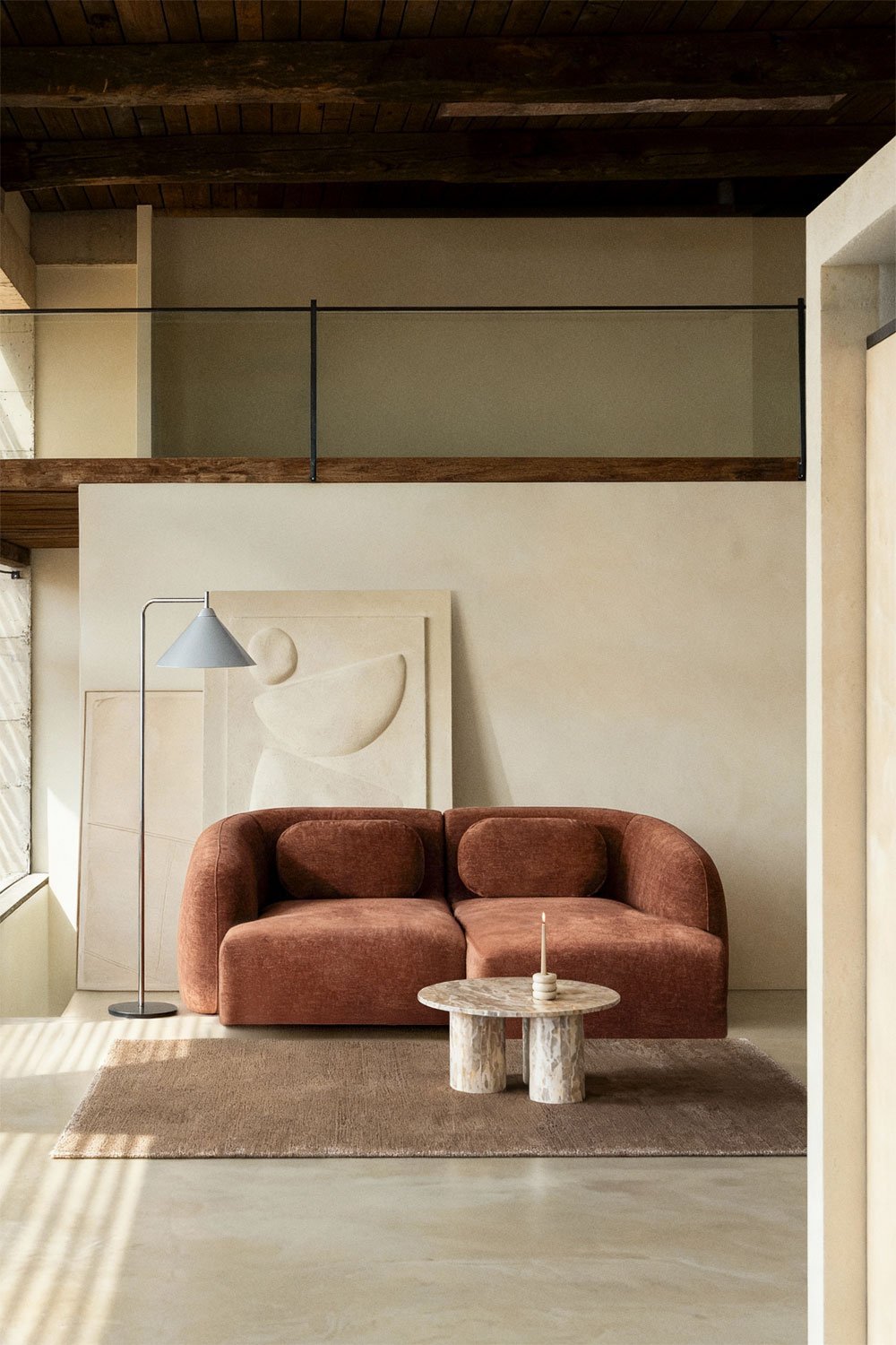 Right 2-piece modular chaise longue sofa in Coquette chenille, gallery image 1