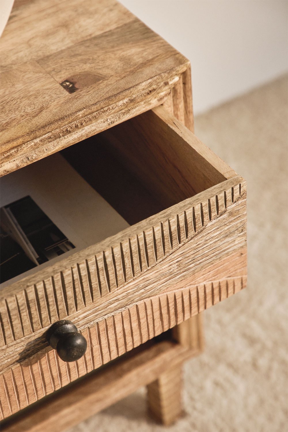 Rectangular bedside table 45x40 cm in Marani mango wood, gallery image 2