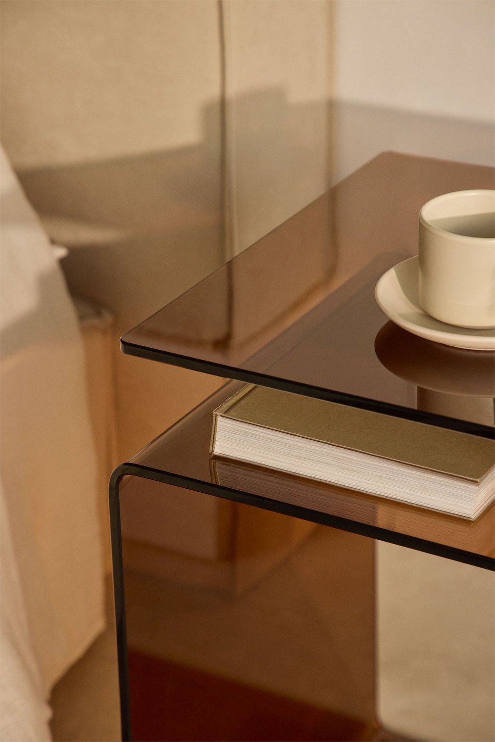 Rectangular bedside table 40x35 cm in Diora glass, gallery image 2