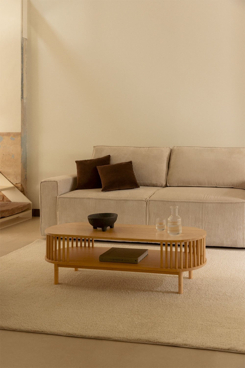 Oval coffee table 120x40 cm in bamboo Connery, gallery image 1