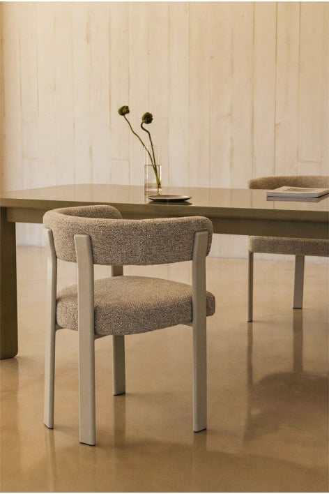 Jolie upholstered dining chair with armrests and iron frame