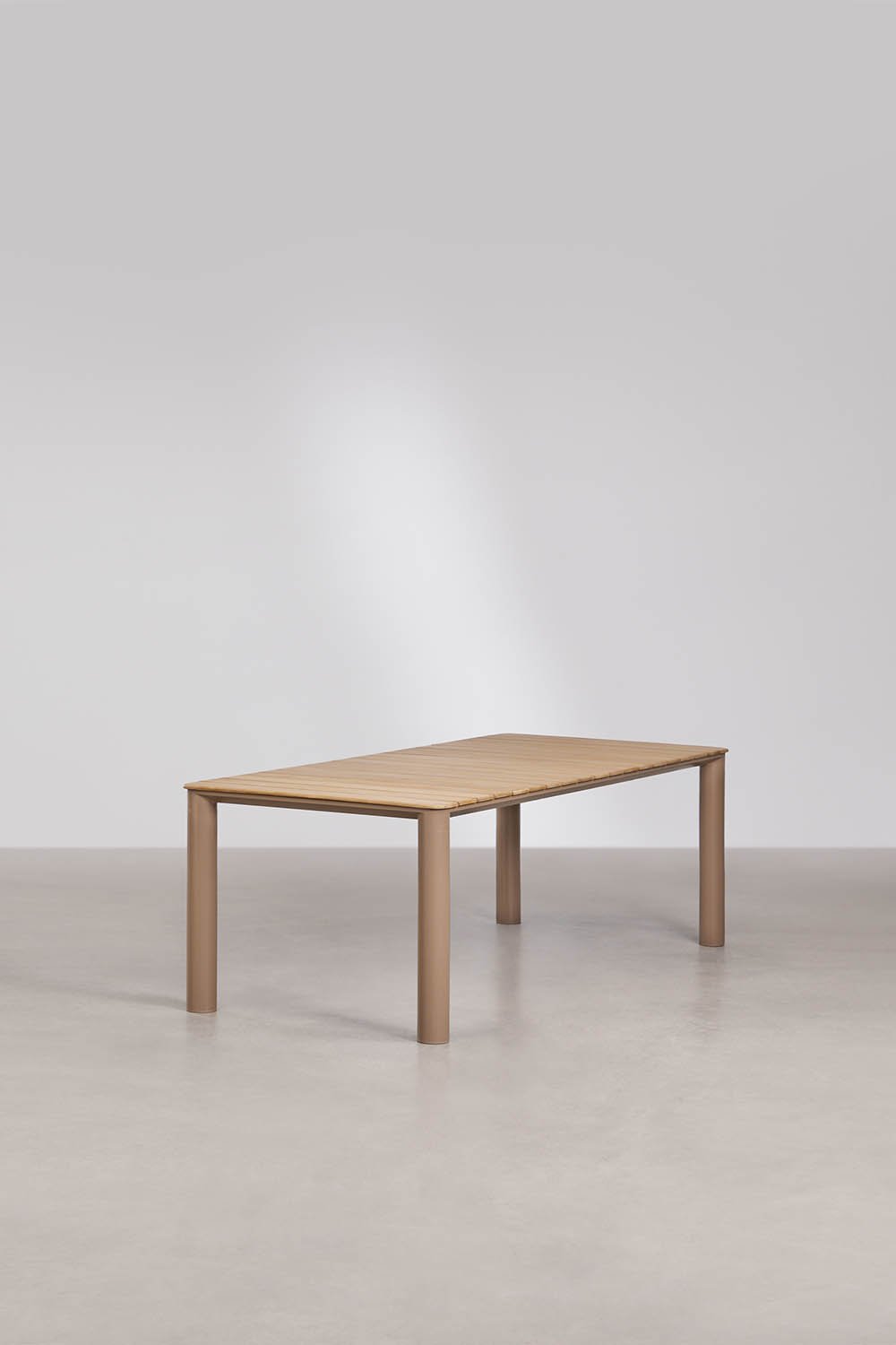 Rectangular garden table 220x100 cm in aluminum and Sirka teak wood, gallery image 2