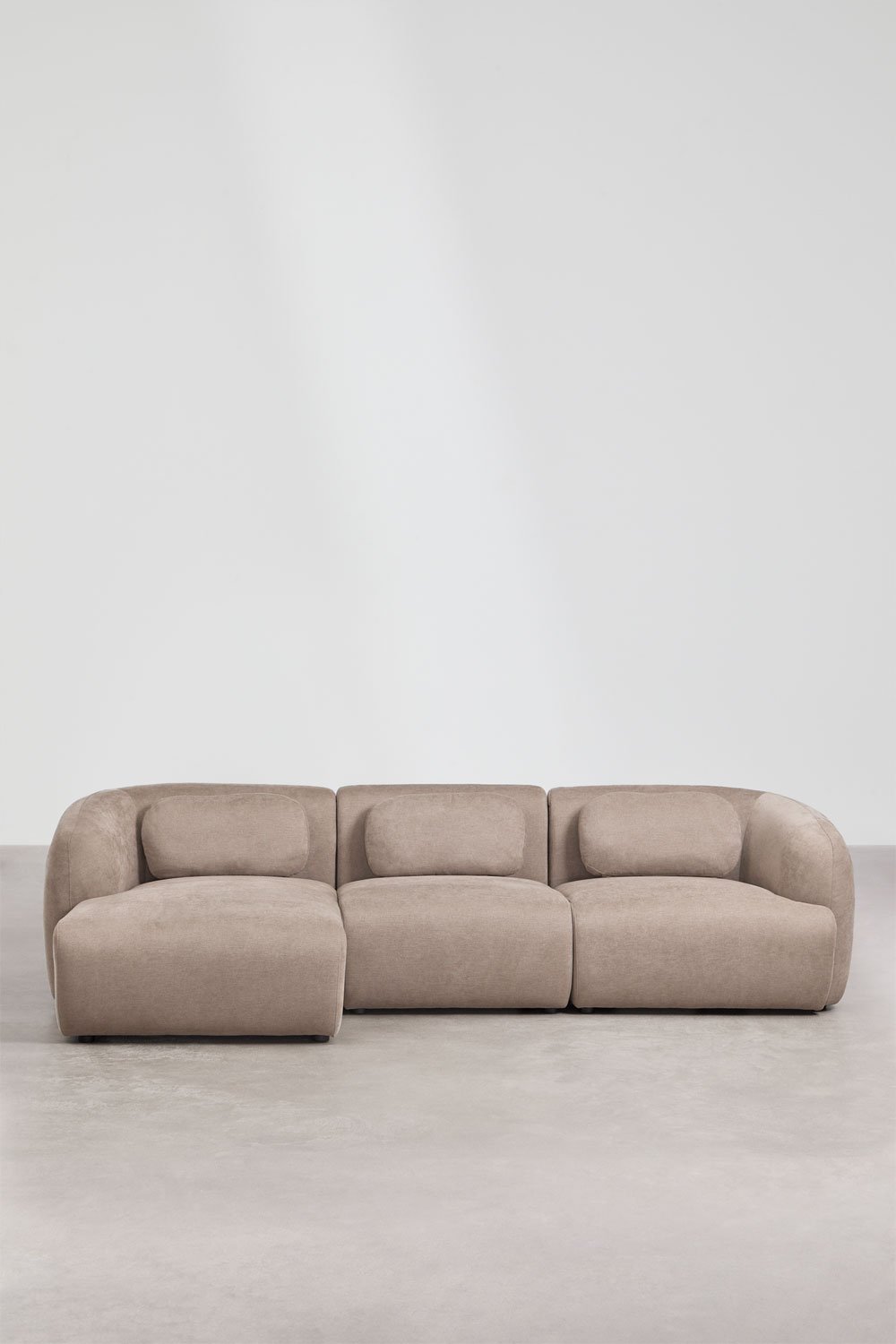 Left modular 3-piece chaise longue sofa in Coquette chenille, gallery image 5