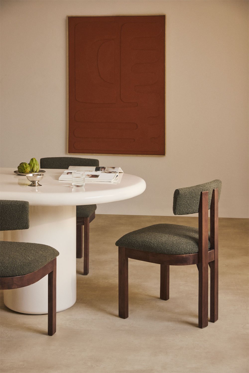 Pack of 4 dining chairs in Argider bouclé fabric, gallery image 1