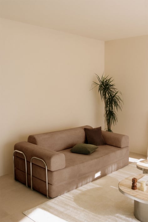 Vacuum-packed 2-seater velvet sofa bed Mitchie