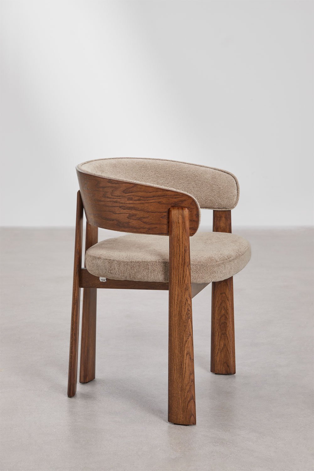 Pack of 2 dining chairs in oak wood and upholstered Olea, gallery image 4