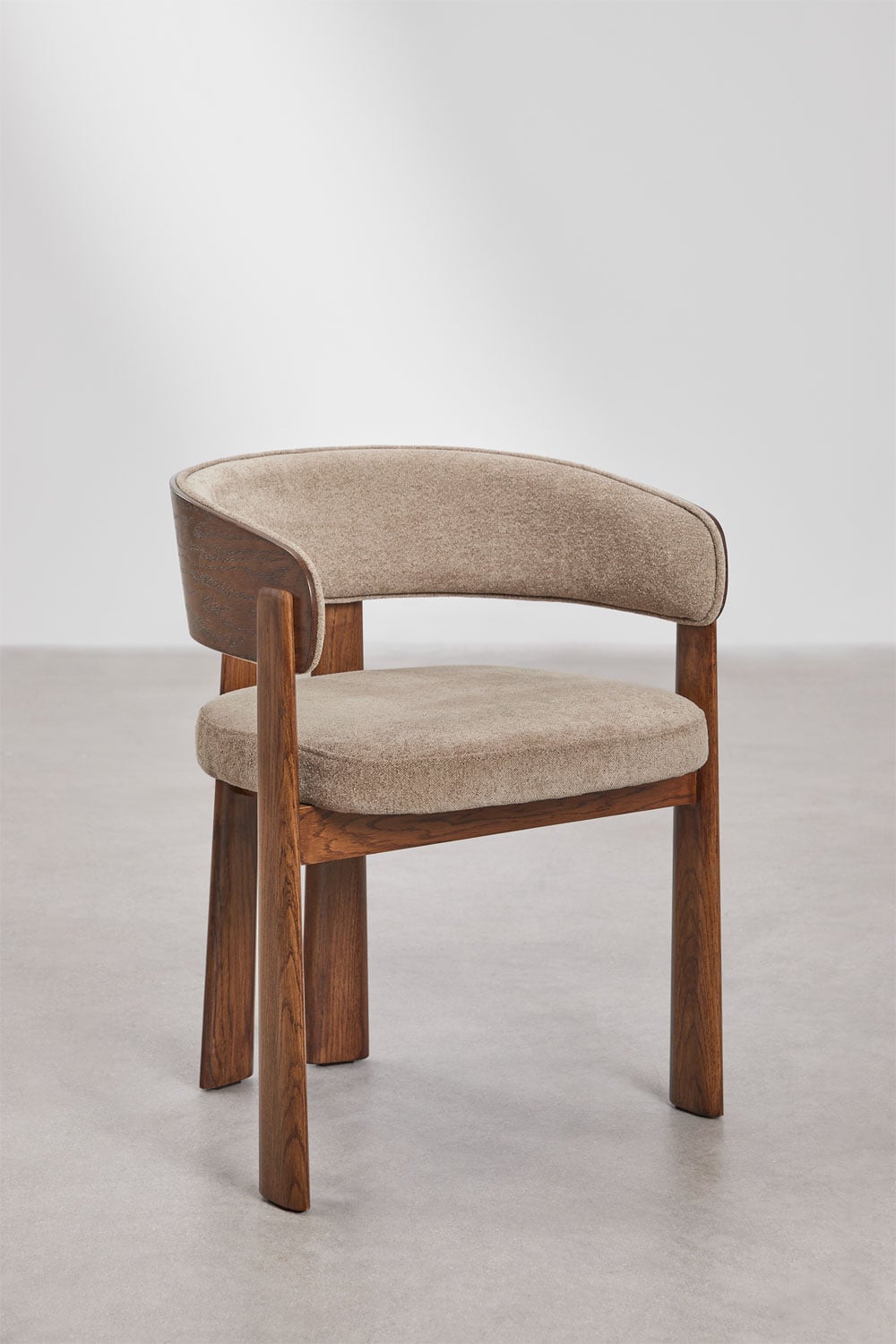 Pack of 4 upholstered dining chairs with armrests and oak wood Olea, gallery image 3