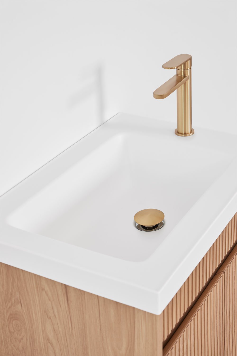 Suspended wooden bathroom furniture set with integrated sink Narek, gallery image 5