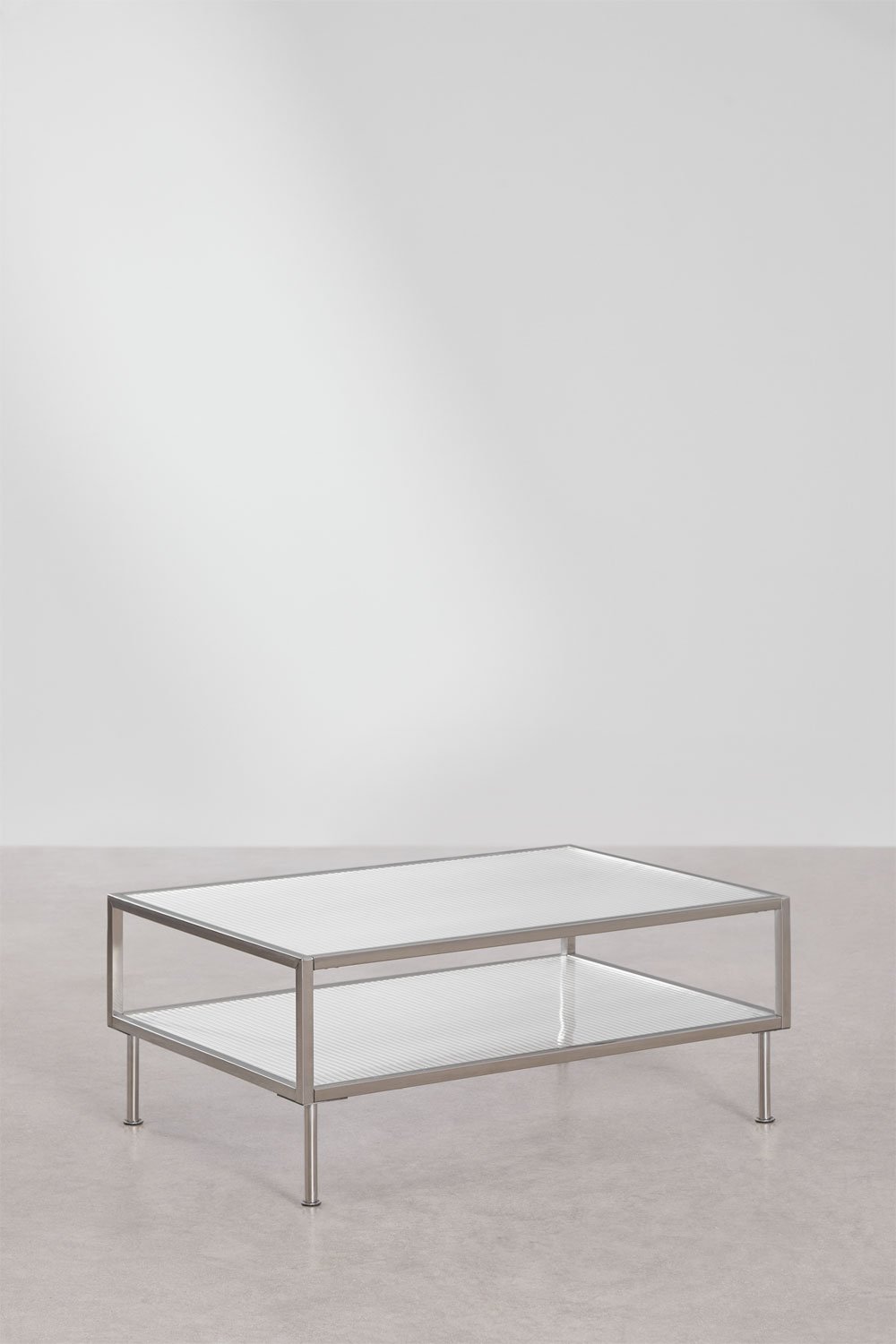 Rectangular coffee table 90x60 cm in steel and glass Paoline, gallery image 3