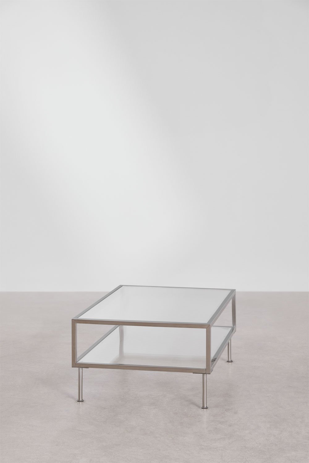 Rectangular coffee table 90x60 cm in steel and glass Paoline, gallery image 4