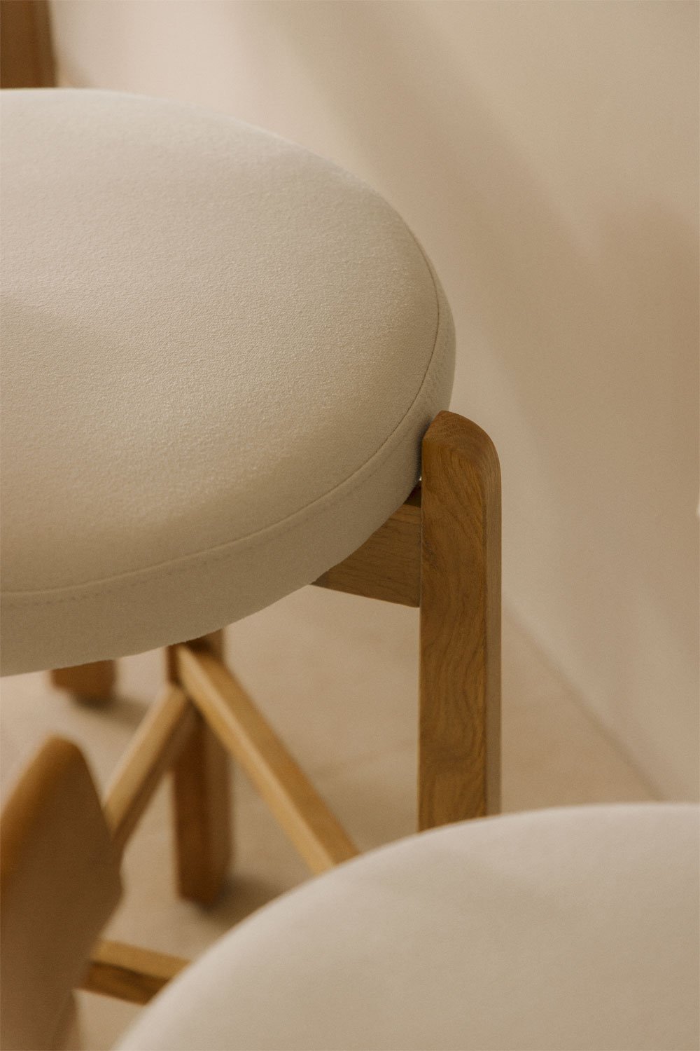 High stool in oak wood and Manila upholstery, gallery image 2