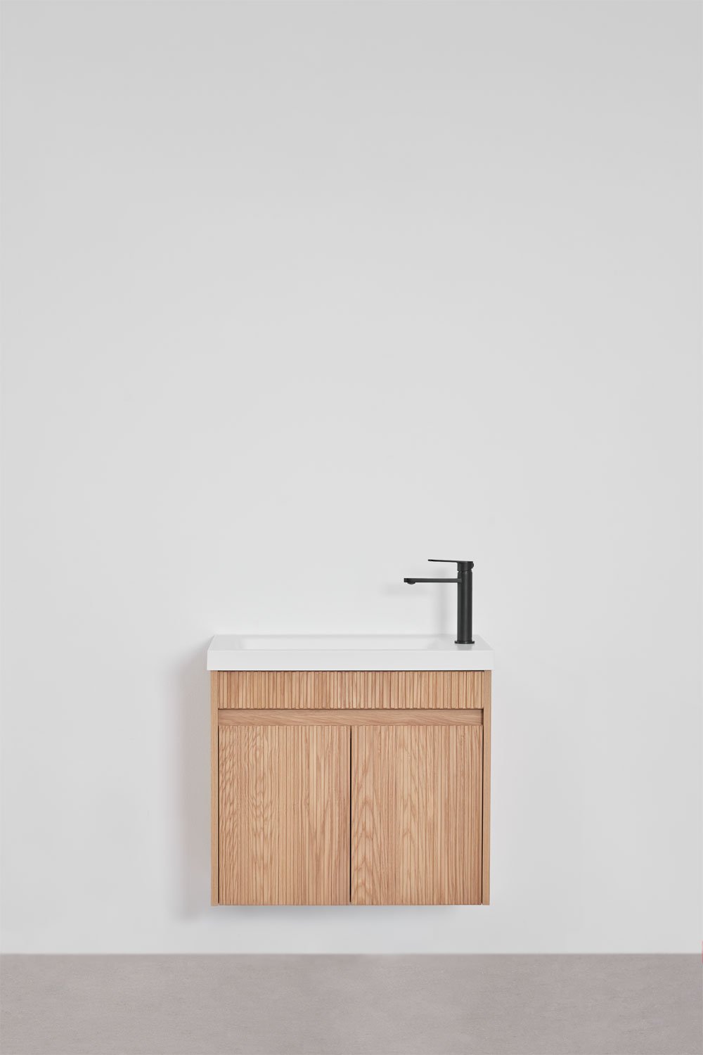 Suspended wooden bathroom furniture set with integrated sink Narek, gallery image 3