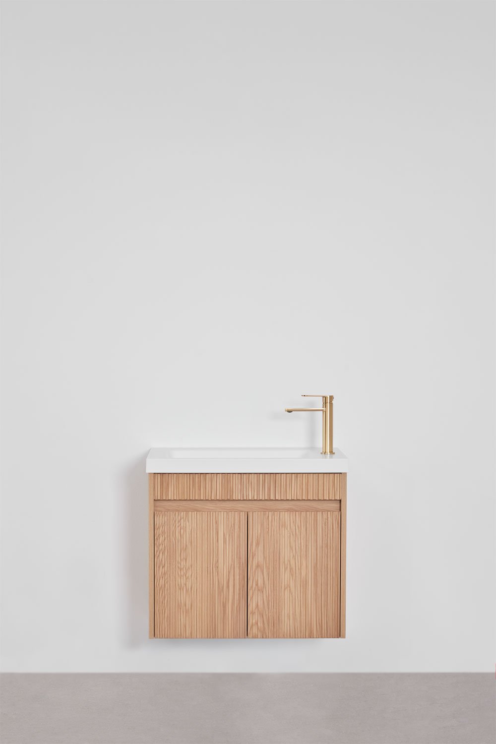 Suspended wooden bathroom furniture set with integrated sink Narek, gallery image 3