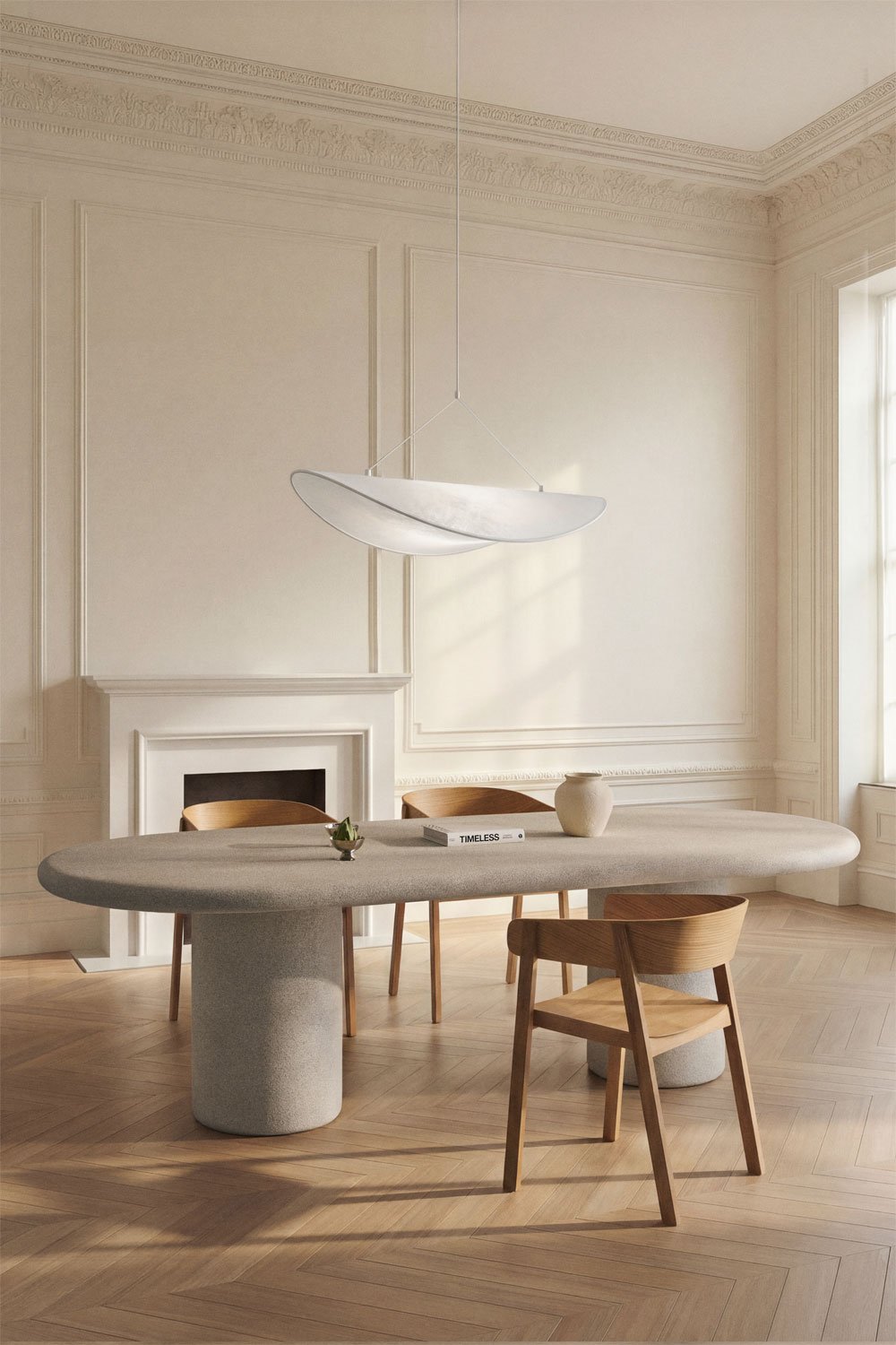Oval dining table 260x110 cm in Aurean cement, gallery image 1