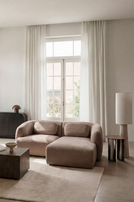 Right 2-piece modular chaise longue sofa in Coquette chenille