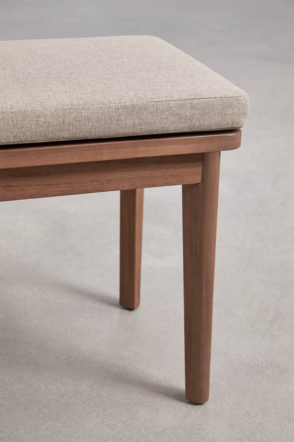 Bench 160 cm in dark acacia wood and hazelnut brown fabric Kaela - SKLUM