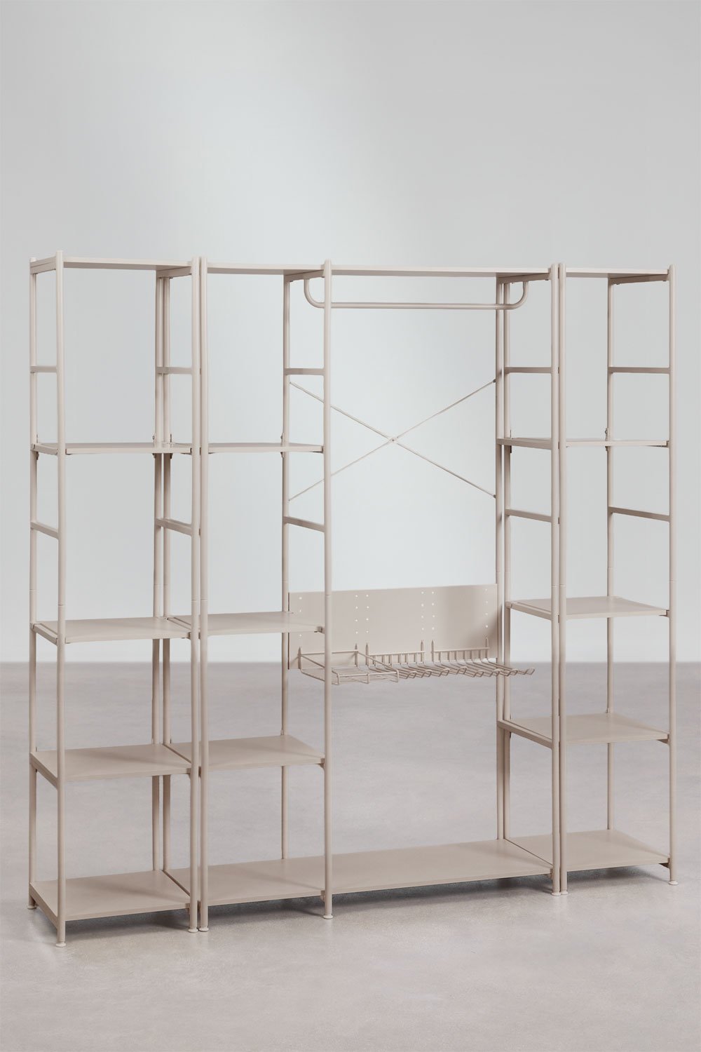 3-piece open modular wardrobe with 2 iron shelves Elviah, gallery image 3