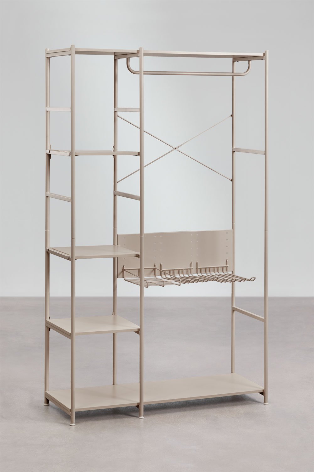 3-piece open modular wardrobe with 2 iron shelves Elviah, gallery image 4