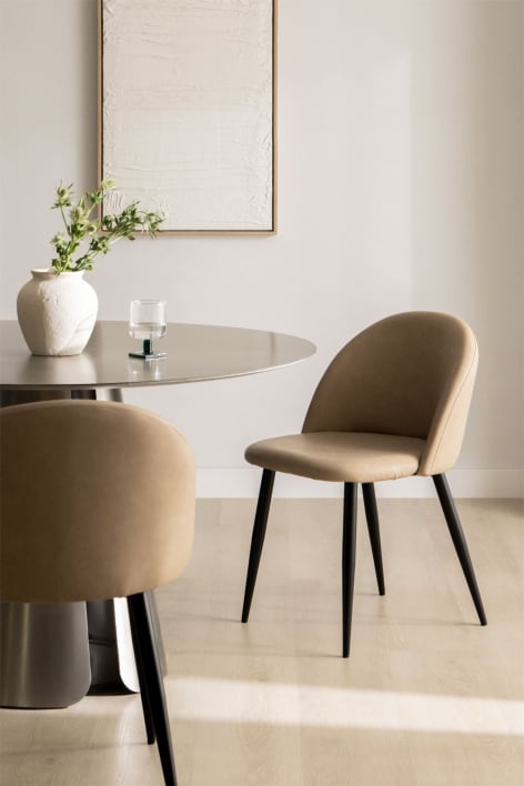 Kana leatherette upholstered dining chair - Brown Wheat