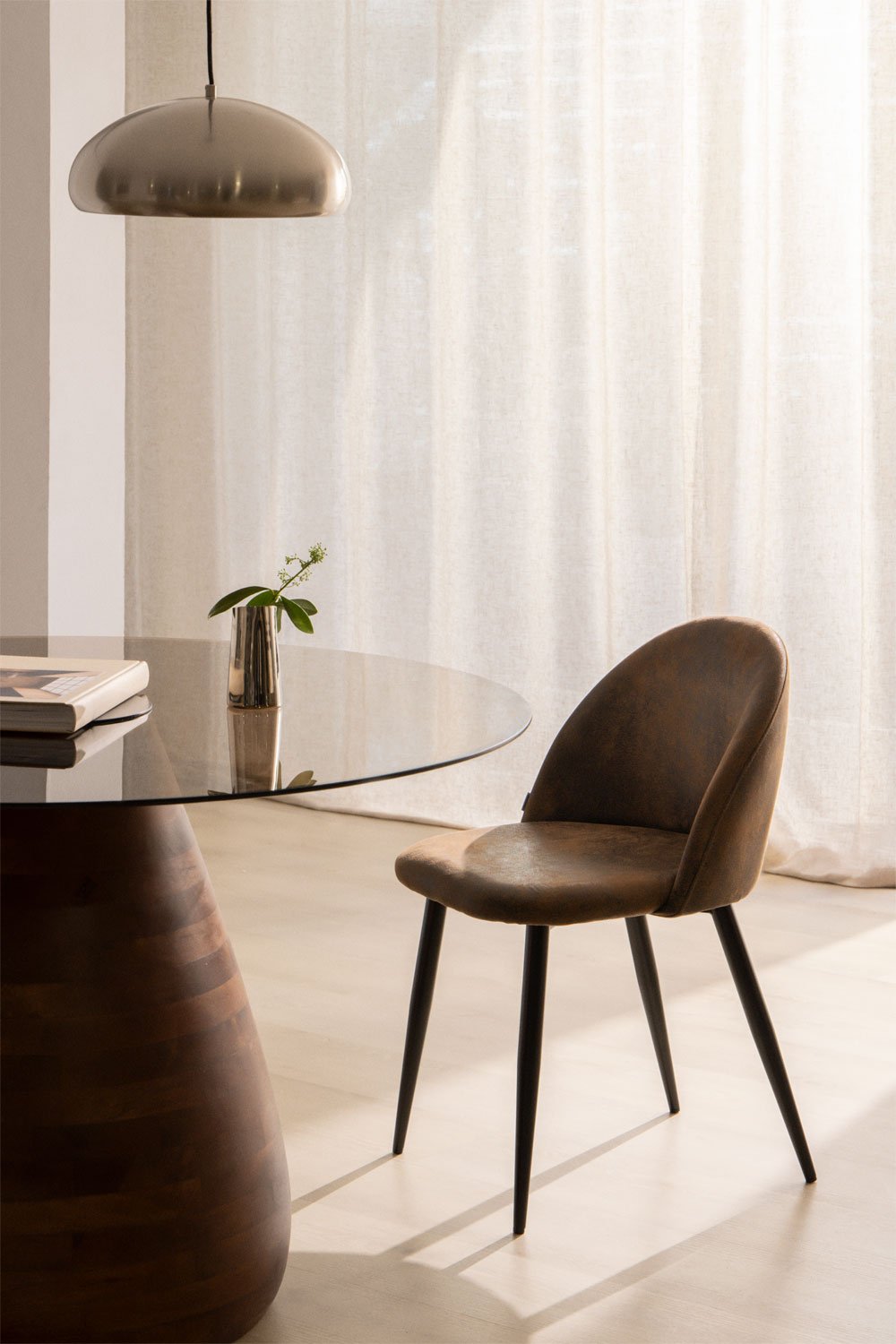 Pack of 2 Kana upholstered dining chairs in faux leather, gallery image 1