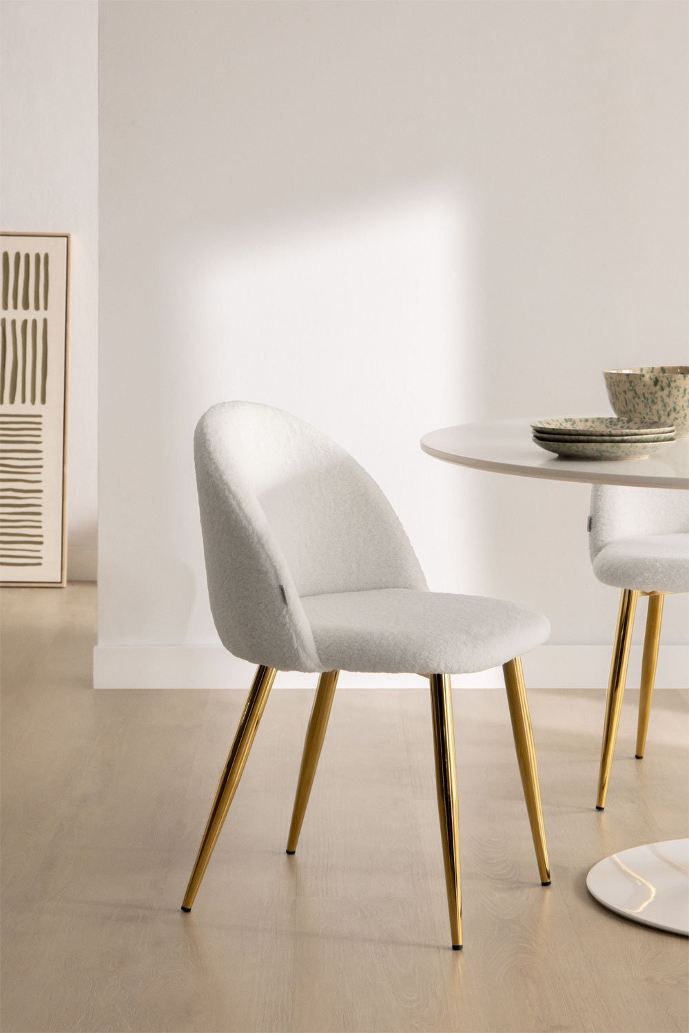 Pack of 4 Kana sherpa dining chairs, gallery image 1