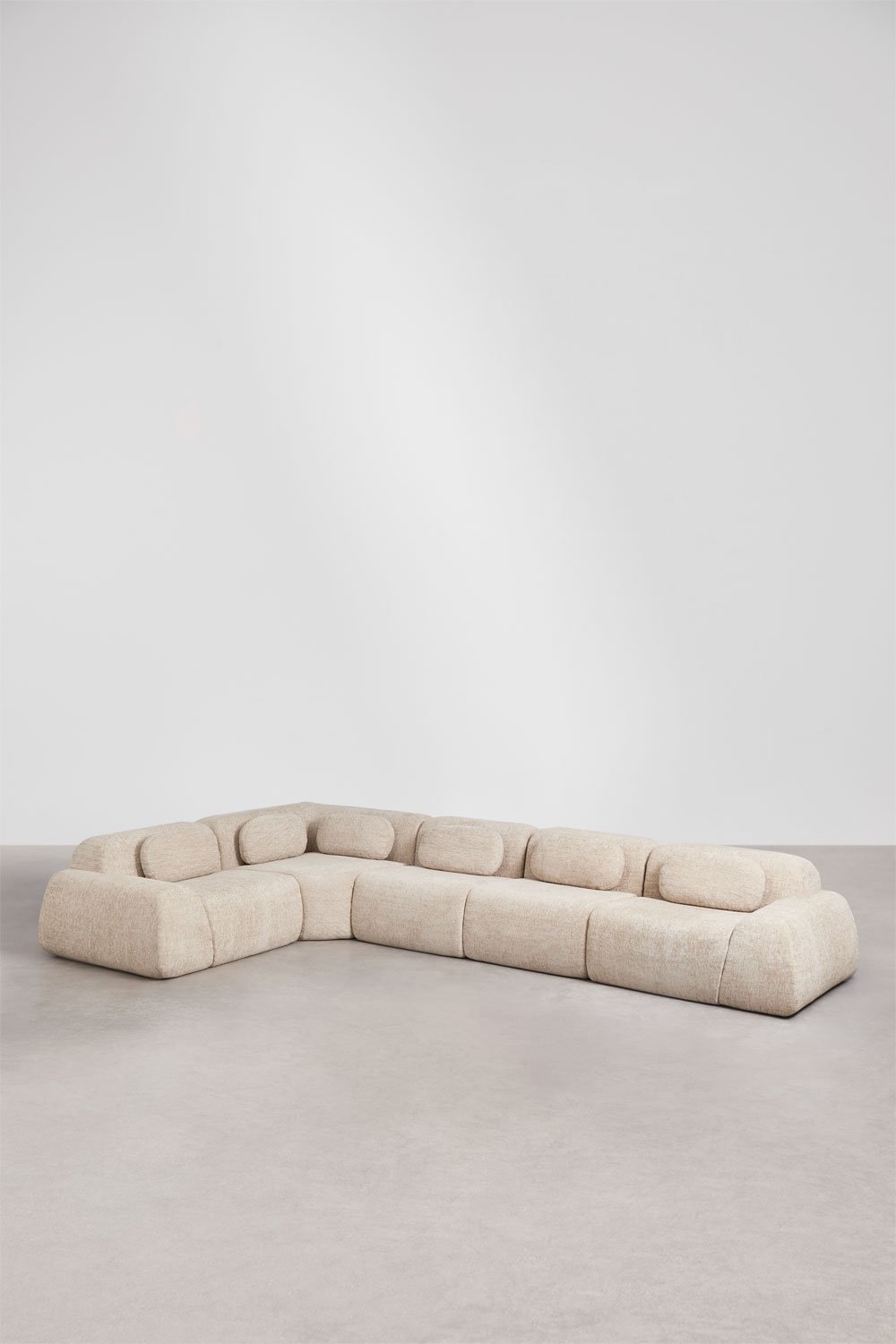 5-piece modular corner sofa in vacuum-packed chenille Merida, gallery image 3