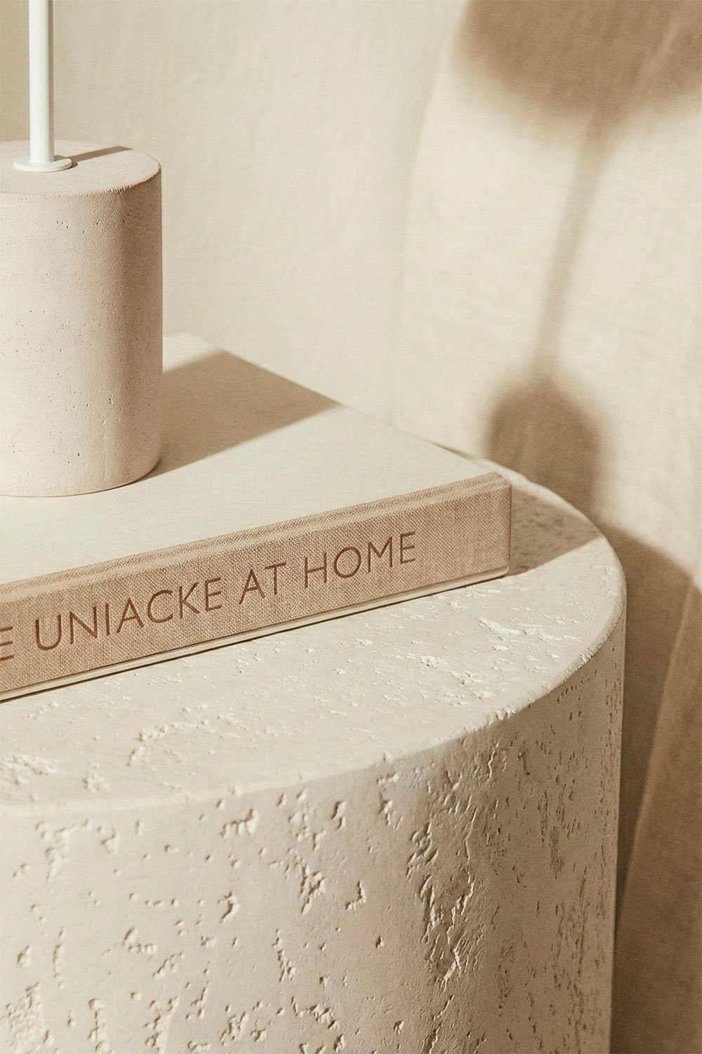 Set of 2 round nightstands Ø45 cm in Selara cement, gallery image 2