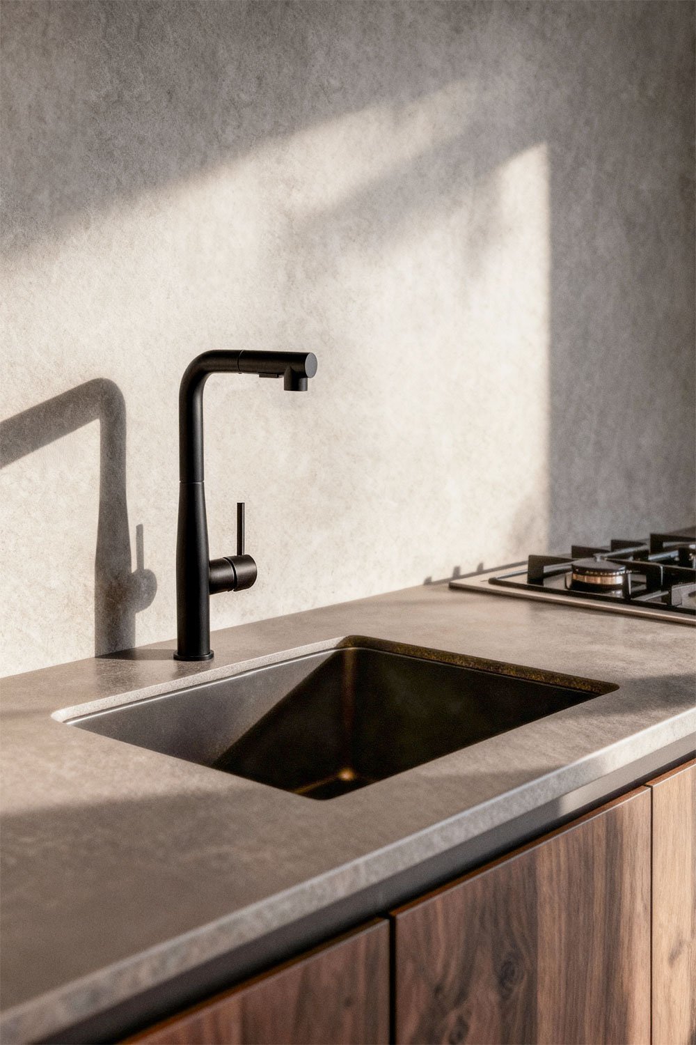 Olyt kitchen faucet with high pull-out spout in stainless steel, gallery image 1