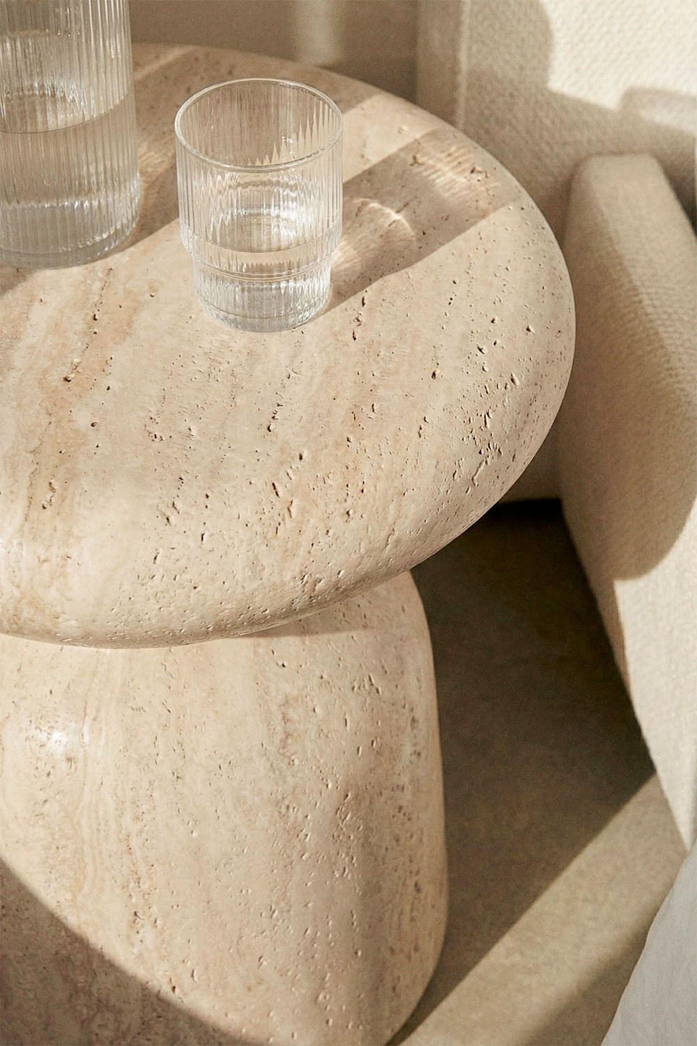 Zanira round bedside table Ø40 cm in cement, gallery image 2