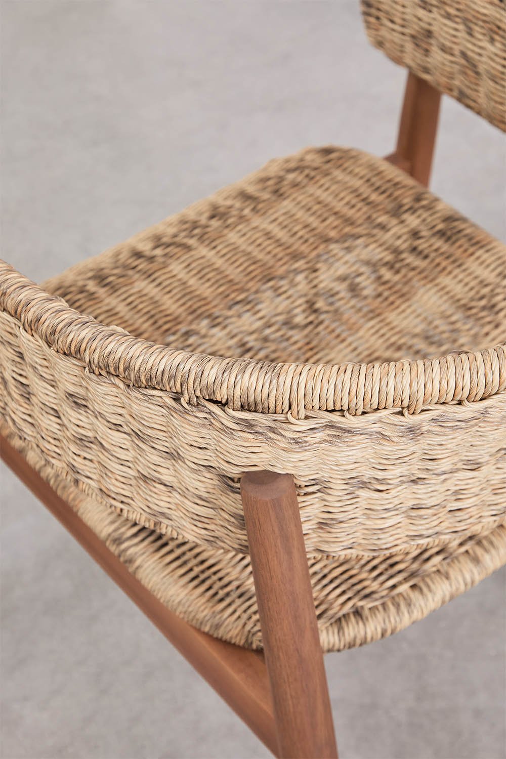 4-piece garden chair set with armrests in acacia wood and synthetic rattan Ribeira, gallery image 4