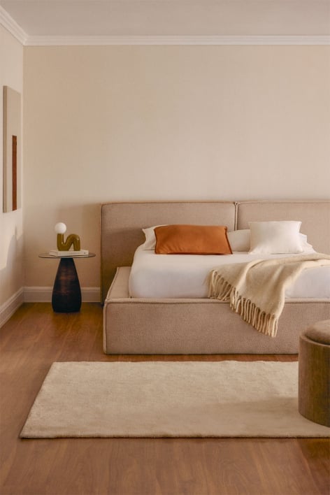 Upholstered bed with lift-up storage base Lunari