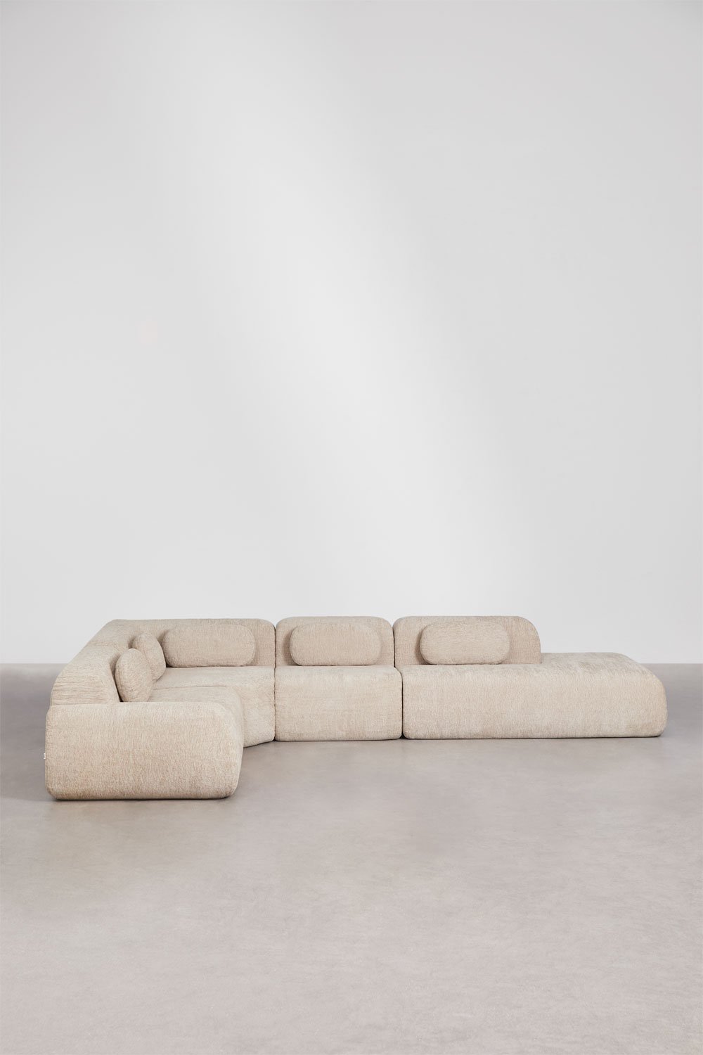 4-piece modular corner sofa with right chaise in vacuum-packed chenille Merida, gallery image 5