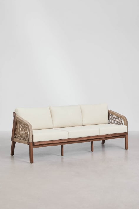 3-seater sofa in acacia wood Dubai - Gardenia White