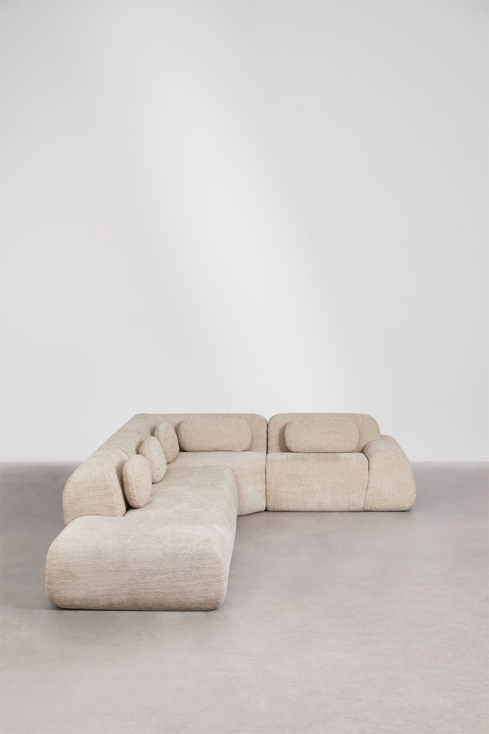 4-piece left chaise modular corner sofa in vacuum-packed chenille Mérida, gallery image 5