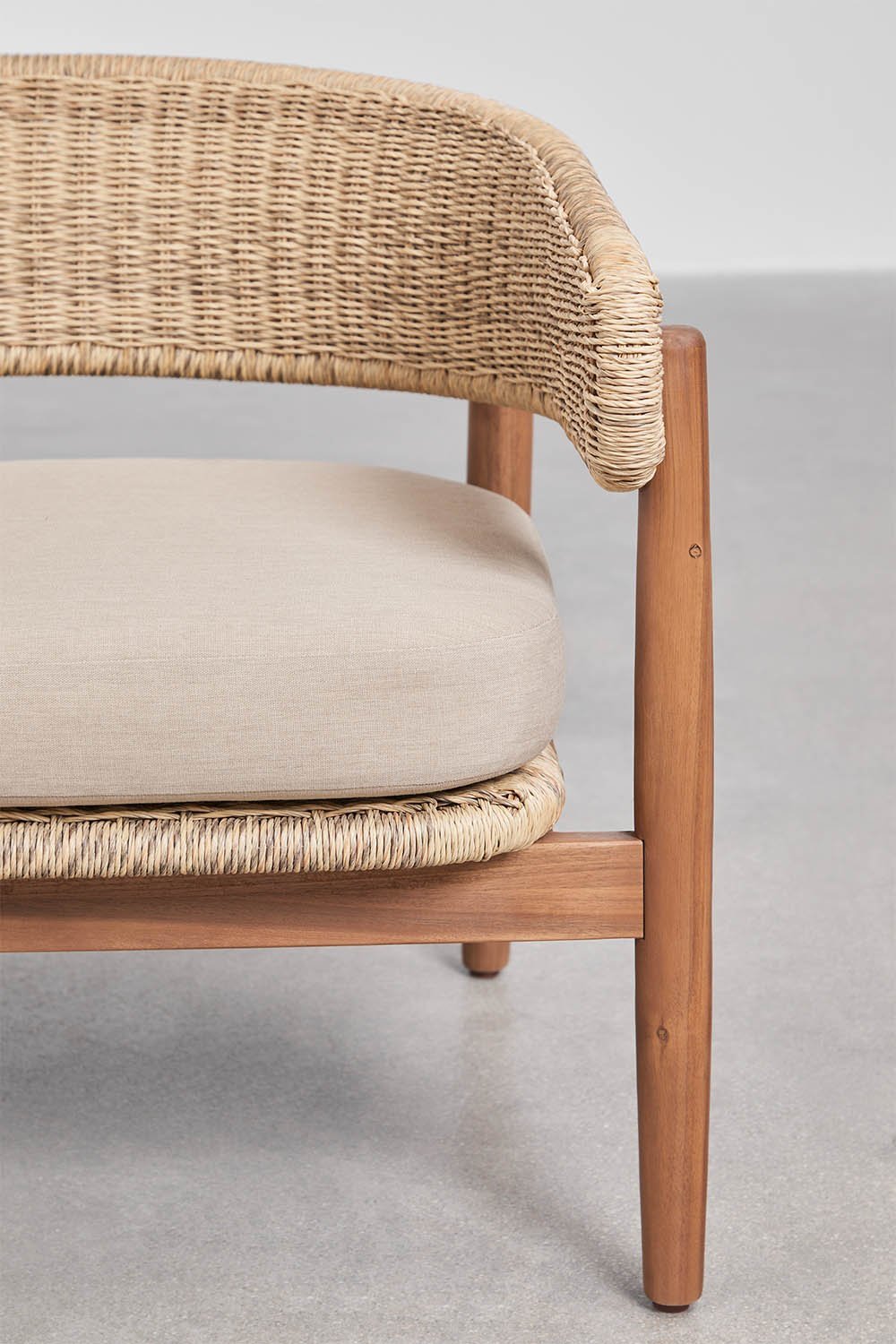 3-seater garden sofa in acacia wood and synthetic rattan Ribeira, gallery image 5