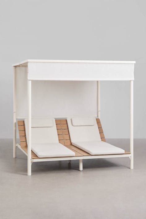 Reclining Balinese bed in acacia wood Sirka